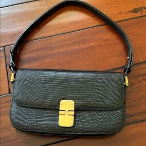 A.P.C. Black Grace Baguette Bag - Lizard Embossed